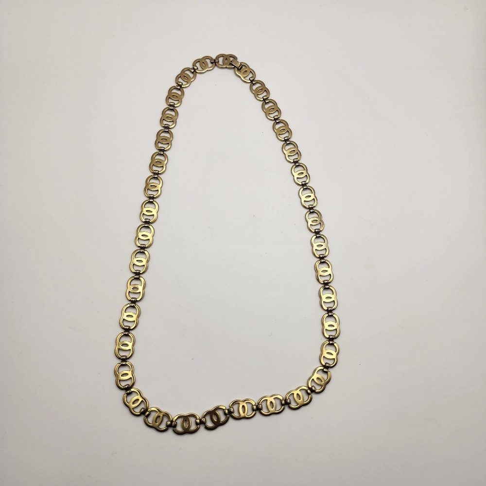 Vintage Gold Toned Chanel Interlocked CC Logo Design Link Necklace - Picture 2 of 8
